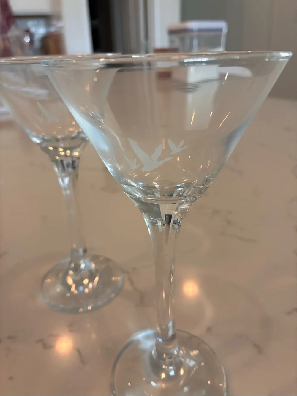 Grey Goose Clear Etched Stem Martini Glass - Elegant Entertaining